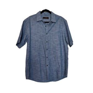 TASSO ELBA | Men’s Printed Button Up Shirt | Blue | Size: L